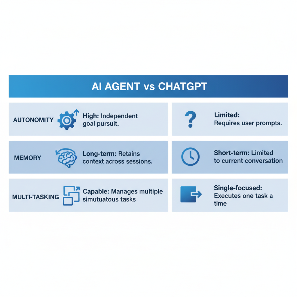 AI Agent vs ChatGPT — Capability Comparison 2026